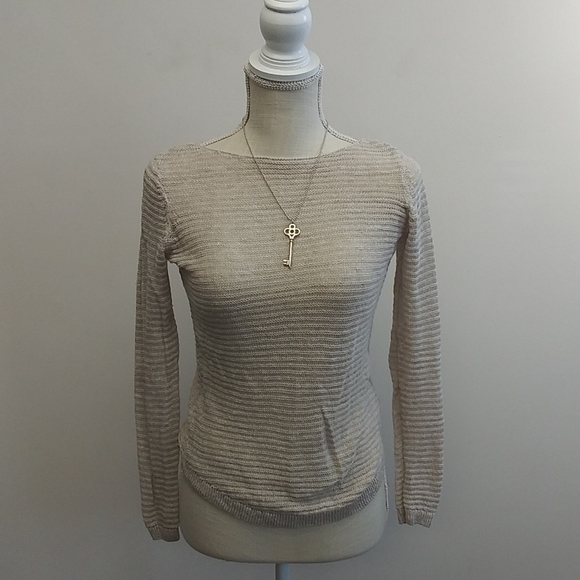 Tahari 100% Linen Cream Knit Top - Picture 10 of 10